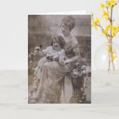  Sepia moeder en kind portret Kaart (Gele Bloem)