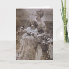 Sepia moeder en kind portret Kaart
