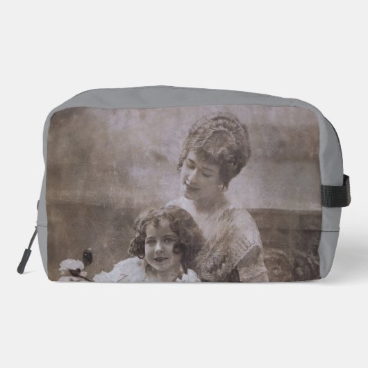 Sepia moeder en kind portret Toilettasje (Achterkant)