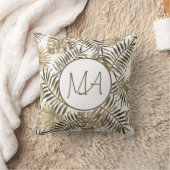 Sepia Monogrammed Tropisch Oerwoud Leaf Decor Kussen (Deken)