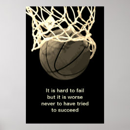 Sepia Motivatie Citaat Basketball Poster