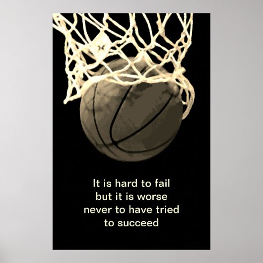  Sepia Motivatie Citaat Basketball Poster (Voorkant)