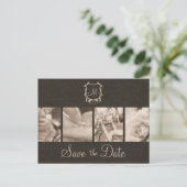 Sepia Motorfiets Foto's Bewaar de Datum Aankondigi Aankondigingskaart (Staand voorkant)