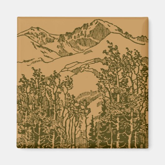 Sepia Mountains en Forest Magneet (Voorkant)