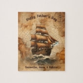  Sepia Nautische Kaart en Zeilschip Legpuzzel (Verticaal)