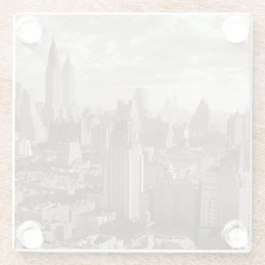 Sepia New York City Glazen Onderzetter (Achterkant)