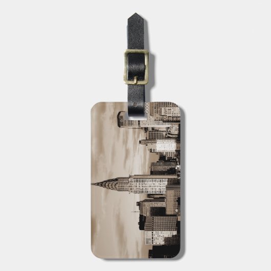 Sepia New York City Ink Sketch Bagagelabel (Voorkant verticaal)