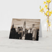 Sepia New York City Ink Sketch Kaart (Gele Bloem)
