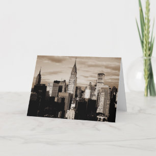 Sepia New York City Ink Sketch Kaart