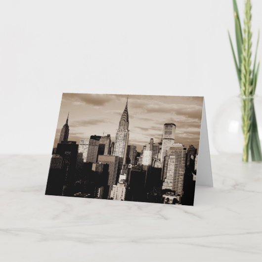 Sepia New York City Ink Sketch Kaart (Voorkant)