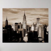 Sepia New York City Ink Sketch Poster (Voorkant)