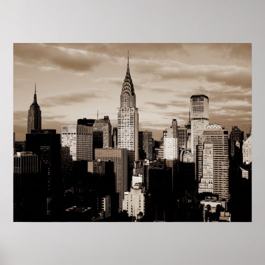 Sepia New York City Ink Sketch Poster (Voorkant)