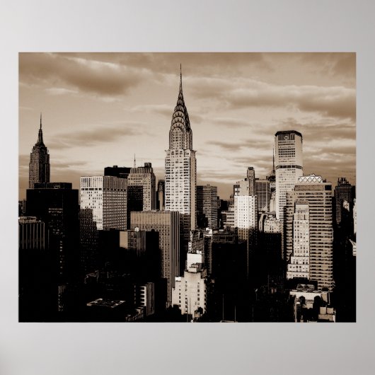 Sepia New York City inkschets poster (Voorkant)