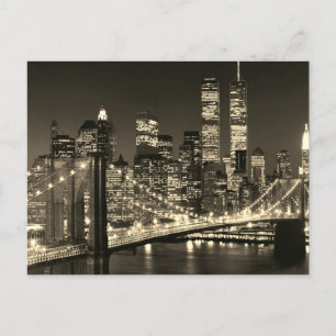 Sepia New York City nacht Briefkaart