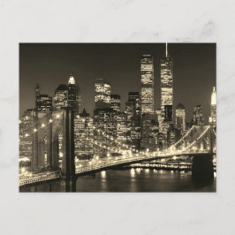 Sepia New York City nacht Briefkaart