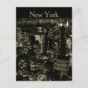 Sepia New York City Night Skyline Briefkaart