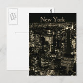Sepia New York City Night Skyline Briefkaart (Voorkant / Achterkant)