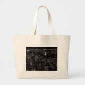 Sepia New York City Night Skyline Grote Tote Bag (Voorkant)