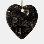 Sepia New York City Night Skyline Keramisch Ornament (Rechts)