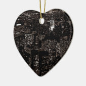 Sepia New York City Night Skyline Keramisch Ornament (Links)