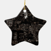 Sepia New York City Night Skyline Keramisch Ornament (Voorkant)