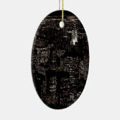 Sepia New York City Night Skyline Keramisch Ornament (Rechts)