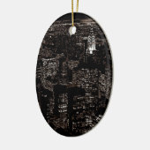 Sepia New York City Night Skyline Keramisch Ornament (Links)