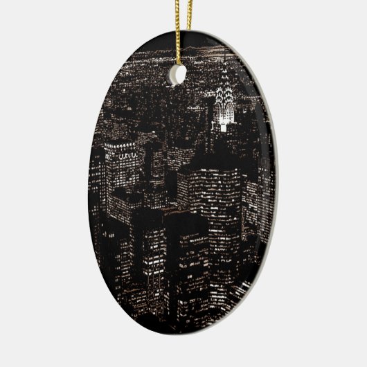 Sepia New York City Night Skyline Keramisch Ornament (Links)