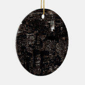 Sepia New York City Night Skyline Keramisch Ornament (Rechts)