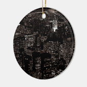 Sepia New York City Night Skyline Keramisch Ornament (Links)