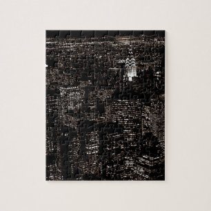 Sepia New York City Night Skyline Legpuzzel