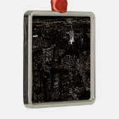 Sepia New York City Night Skyline Metalen Ornament (Rechts)