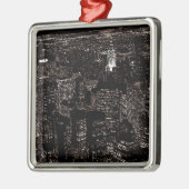 Sepia New York City Night Skyline Metalen Ornament (Links)