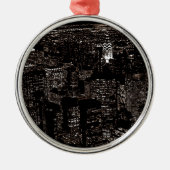Sepia New York City Night Skyline Metalen Ornament (Voorkant)
