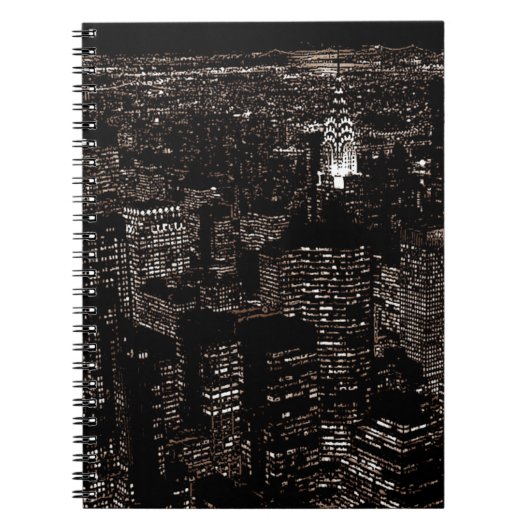 Sepia New York City Night Skyline Notitieboek (Voorkant)
