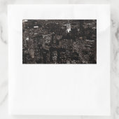 Sepia New York City Night Skyline Rechthoekige Sticker (Tas)