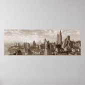 Sepia New York City Panoramisch Poster Print (Voorkant)