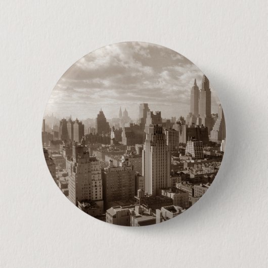 Sepia New York City Ronde Button 5,7 Cm (Voorkant)
