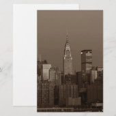Sepia New York City Silhouet Briefpapier (Voorkant / Achterkant)