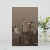 Sepia New York City Silhouet Briefpapier (Staand voorkant)