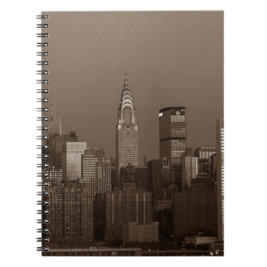 Sepia New York City Silhouet Notitieboek (Voorkant)