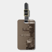 Sepia New York City Skyline Bagagelabel (Voorkant verticaal)