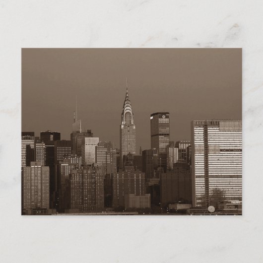 Sepia New York City Skyline Briefkaart (Voorkant)