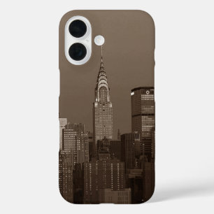 Sepia New York City Skyline iPhone 16 Hoesje