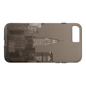 Sepia New York City Skyline Case-Mate iPhone Case (Achterkant (Horizontaal))