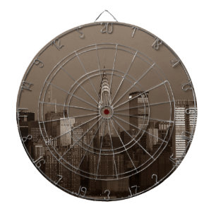 Sepia New York City Skyline Dartbord