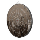 Sepia New York City Skyline Dartbord (Voorkant Rechts)