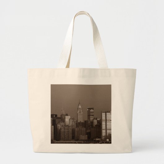Sepia New York City Skyline Grote Tote Bag (Voorkant)
