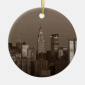 Sepia New York City Skyline Keramisch Ornament (Voorkant)