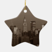 Sepia New York City Skyline Keramisch Ornament (Voorkant)